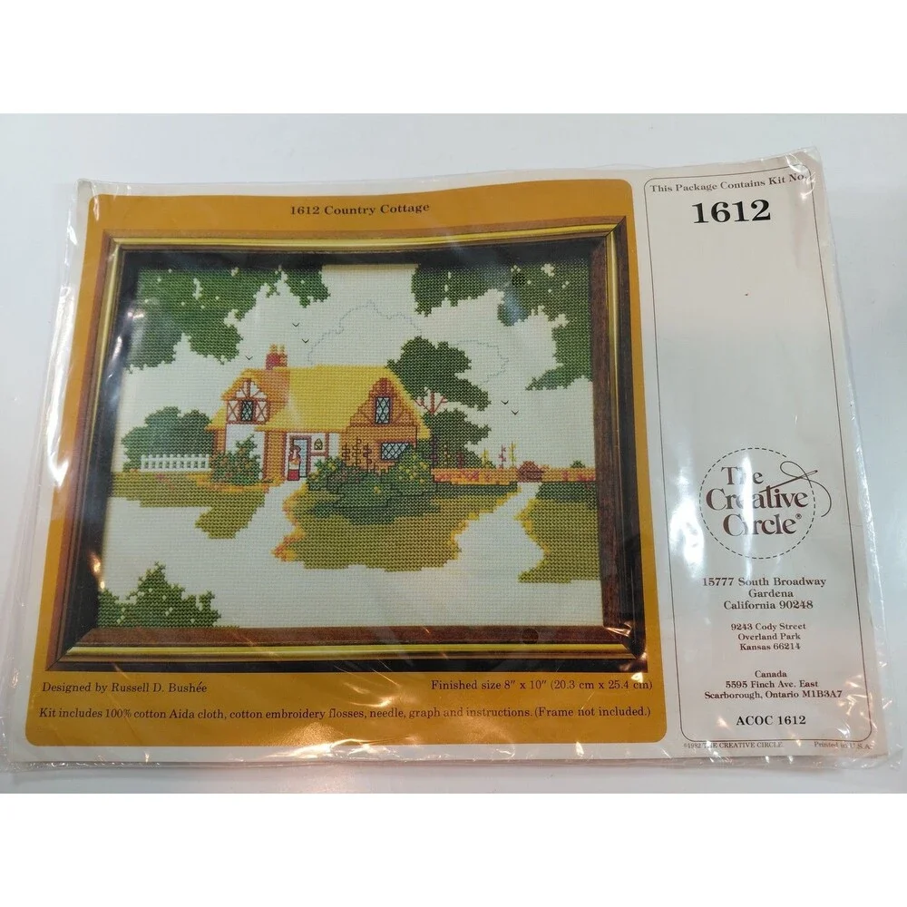 The Creative Circle 1612 Country Cottage Counted Cross Stitch Kit 8x10 New